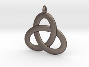 2.5D Open Triquetra Pendant 4.5cm in Polished Bronzed Silver Steel
