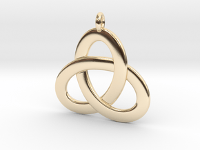 2.5D Open Triquetra Pendant 4.5cm in 14k Gold Plated Brass