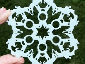 Jumping Horses and Show Ribbons Snowflake Ornament in White Natural Versatile Plastic