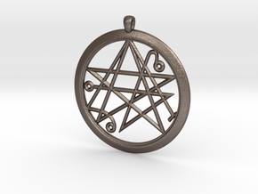 Sigil of the Gates Pendant 4.5cm in Polished Bronzed Silver Steel
