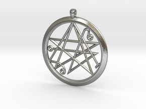 Sigil of the Gates Pendant 4.5cm in Natural Silver