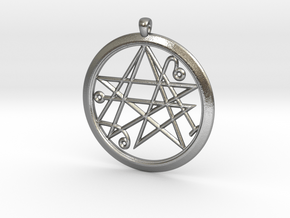 Sigil of the Gates Pendant 6.5cm in Natural Silver