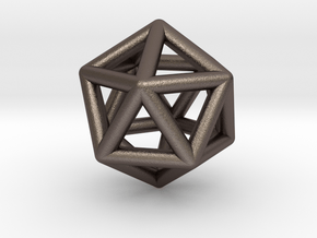 Icosahedron Golden Ratio Pendant in Polished Bronzed Silver Steel