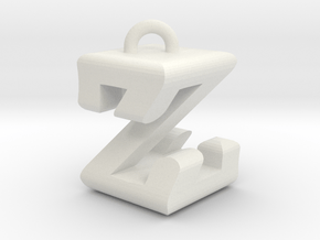 3D-Initial-ZZ in White Natural Versatile Plastic