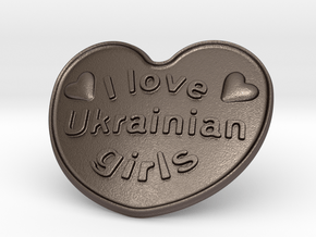 I Love Ukrainian Girls in Polished Bronzed Silver Steel