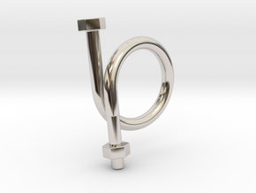 Long Bolt Ring in Rhodium Plated Brass