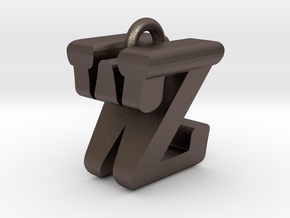 3D-Initial-WZ in Polished Bronzed Silver Steel