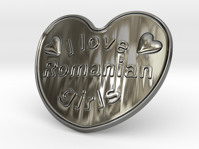 I Love Romanian Girls in Fine Detail Polished Silver