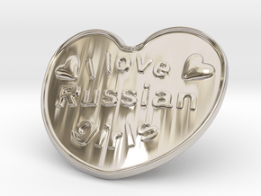 I Love Russian Girls in Rhodium Plated Brass