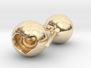 Heart Core Ball Earings in 14k Gold Plated Brass