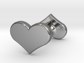 Solid Heart Earings in Fine Detail Polished Silver