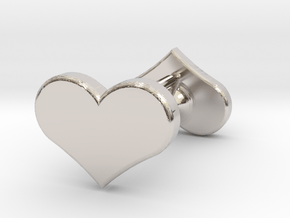 Solid Heart Earings in Rhodium Plated Brass