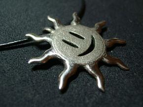 Smiling sun pendant in Polished Bronzed Silver Steel