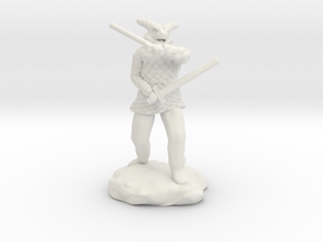 Dragonborn in Scale Mail With Swords and Bow  in White Natural Versatile Plastic