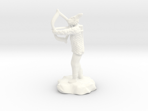 Dragonborn Fighter in Scale With Bow drawn in White Processed Versatile Plastic