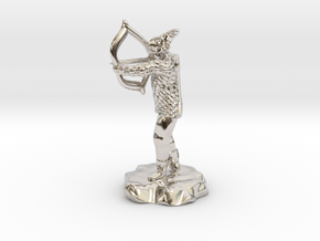 Dragonborn Fighter in Scale With Bow drawn in Rhodium Plated Brass