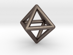 Octahedron Triangular Pyramid Pendant in Polished Bronzed Silver Steel