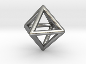 Octahedron Triangular Pyramid Pendant in Natural Silver