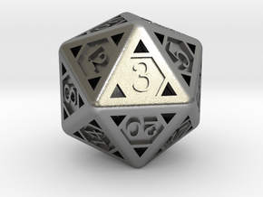 Icosahedron D20 in Natural Silver