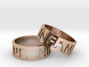 Craved Text Ring Pair in 14k Rose Gold Plated Brass