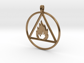 Ignis Alchemy symbol Fire Element Jewelry Pendant in Natural Brass