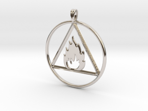 Ignis Alchemy symbol Fire Element Jewelry Pendant in Rhodium Plated Brass