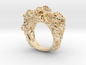 Skull Biker ring RS005000001 in 14k Gold Plated Brass: 6 / 51.5