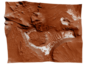Mars Map: Light Outcrops in Red in Full Color Sandstone