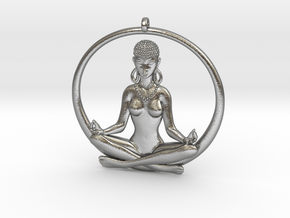 Sukhasana Yogini Pendant 6.5cm in Natural Silver