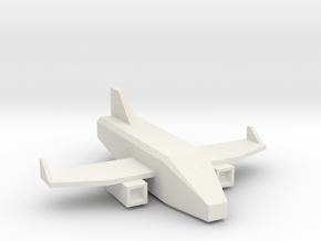 Low Poly 3D Airplane in White Natural Versatile Plastic: Medium