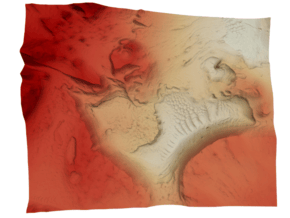 Mars Map: Light Outcrops in False Red in Full Color Sandstone