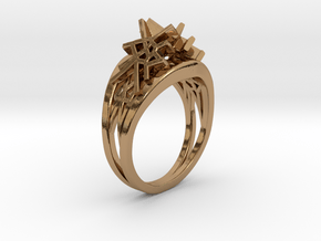 Voronoi Twin Ring (001) in Polished Brass