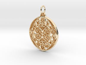 Christmas Holdiday Lace Ornament Pendant Charm in 14K Yellow Gold
