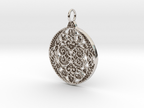 Christmas Holdiday Lace Ornament Pendant Charm in Platinum