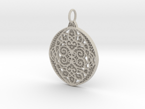 Christmas Holdiday Lace Ornament Pendant Charm in Natural Sandstone