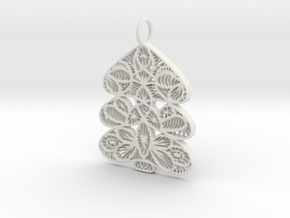 Christmas Tree Holdiday Lace Pendant Charm in White Natural Versatile Plastic