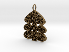 Christmas Tree Holdiday Lace Pendant Charm in Natural Bronze