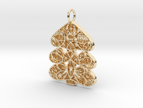 Christmas Tree Holdiday Lace Pendant Charm in 14k Gold Plated Brass