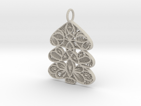 Christmas Tree Holdiday Lace Pendant Charm in Natural Sandstone