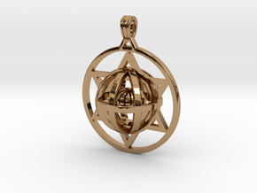 Ball In Star Of David pendant in Polished Brass (Interlocking Parts)