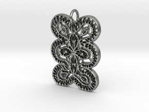 Lace Ornament Pendant Charm in Natural Silver