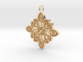 Lace Ornament Pendant Charm in 14k Gold Plated Brass