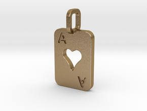 Ace of Hearts Card in Polished Gold Steel