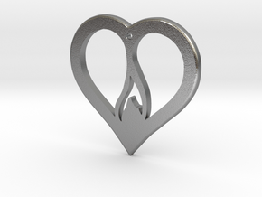The Flame Heart (precious metal pendant) in Natural Silver