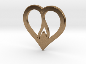 The Flame Heart (precious metal pendant) in Natural Brass