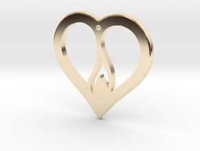 The Flame Heart (precious metal pendant) in 14K Yellow Gold