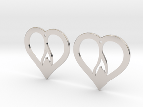 The Flame Hearts (precious metal earrings) in Rhodium Plated Brass
