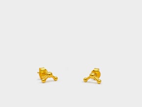 Water Molecule Stud Earrings in 18k Gold Plated Brass