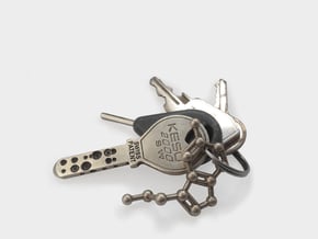 Serotonin Molecule Keychain in Polished Bronzed Silver Steel