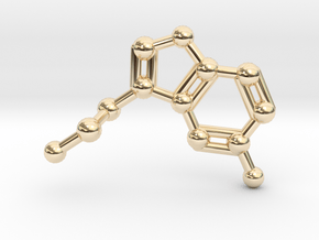 Serotonin Molecule Necklace in 14K Yellow Gold